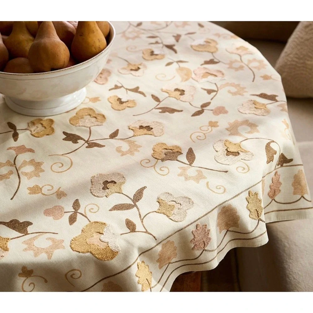 Pottery Barn Fall Suzani Embroidered Table Throw & Napkins, NWT, Retail $197
